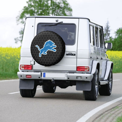 Detroit Lions 2 Grid printed car tire cover dustproof and waterproof tire cover