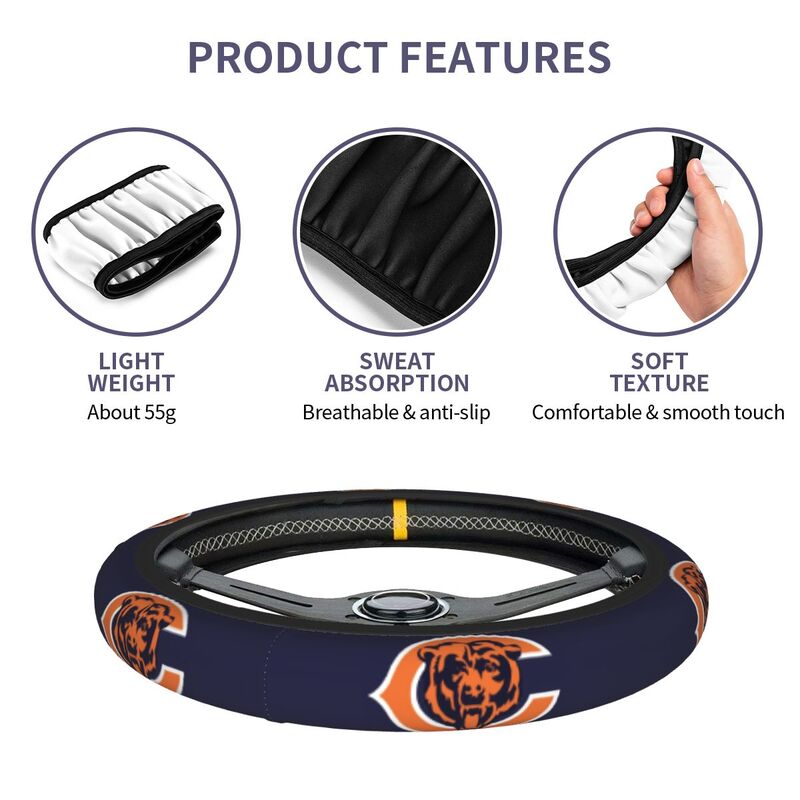 Chicago Bears Printed breathable elastic steering wheel cover anti slip cover