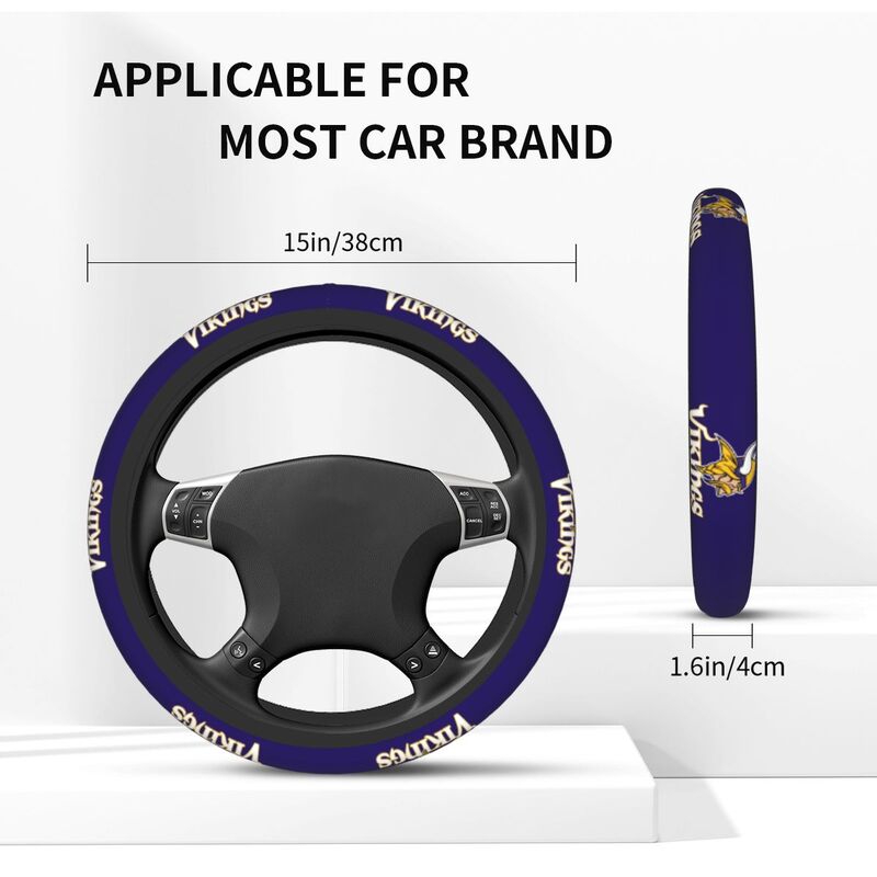Minnesota Vikings Printed breathable elastic steering wheel protective cover