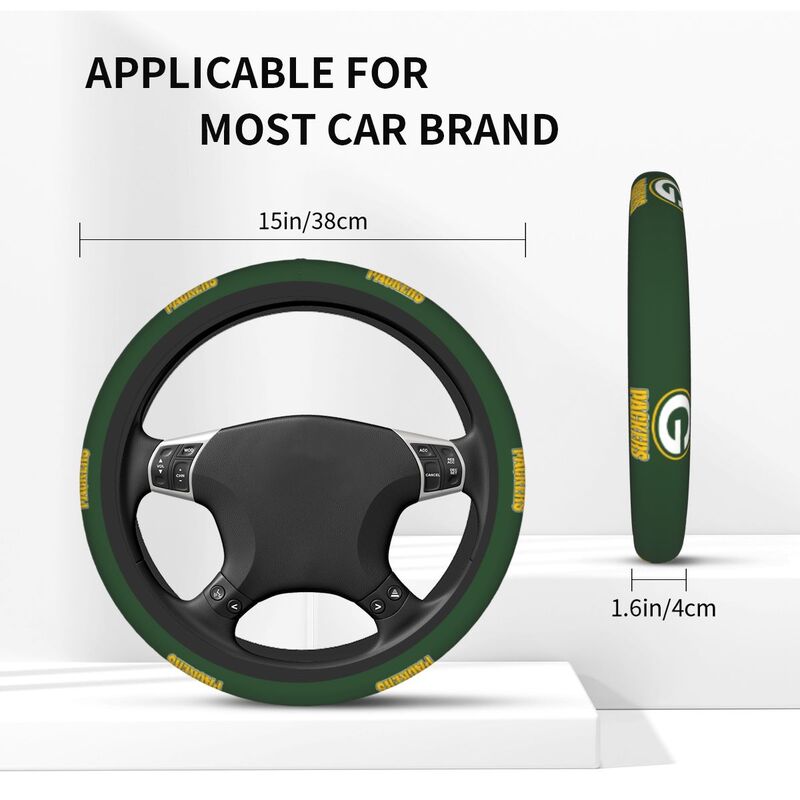 Green Bay Packers Printed car anti-skid cover elastic steering wheel cover