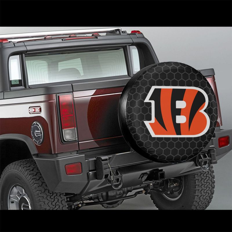 Cincinnati Bengals Grid printed car tire cover dustproof and waterproof tire cover