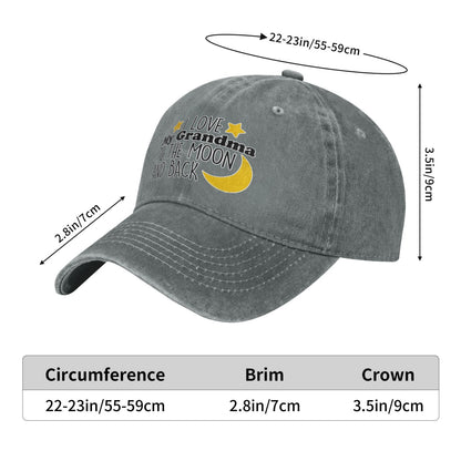 Love My Grandma TO THE MOON AND BACK Printed unisex baseball cap adjustable cap outdoor sun hats trucker hat