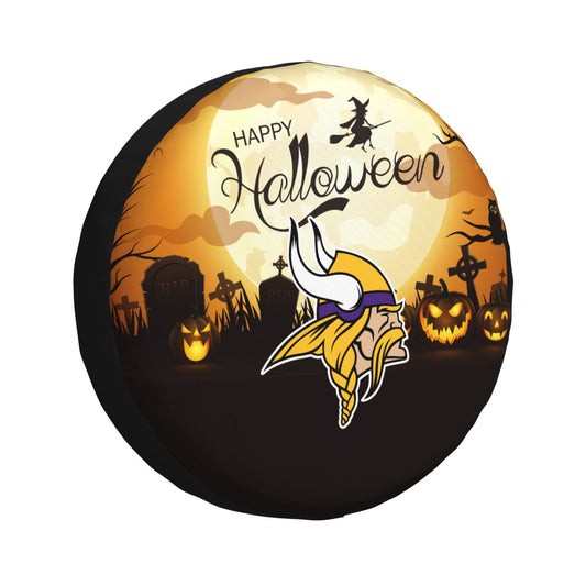 Minnesota Vikings Print Halloween background printed tire dust cover car tire cover