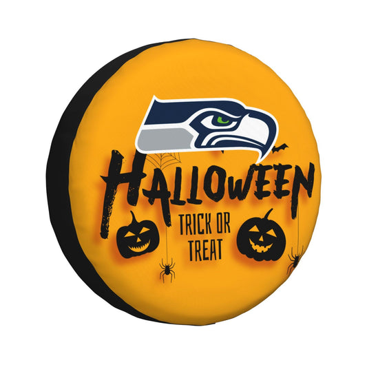 Seattle Seahawks print wheel dust cover Halloween pumpkin lantern printed car tire cover