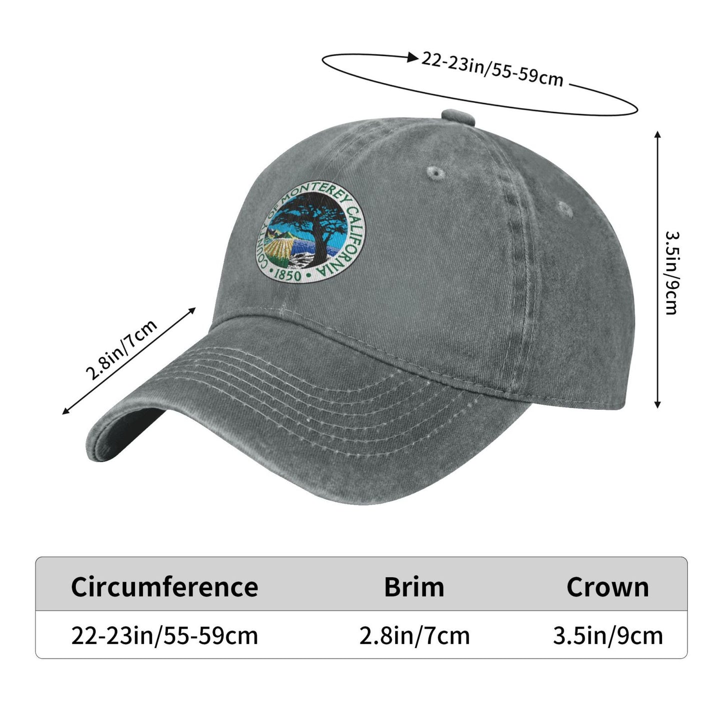 COUNTY OF MONTEREY CALIFORNIA Printed unisex baseball cap adjustable cap outdoor sun hats trucker hat