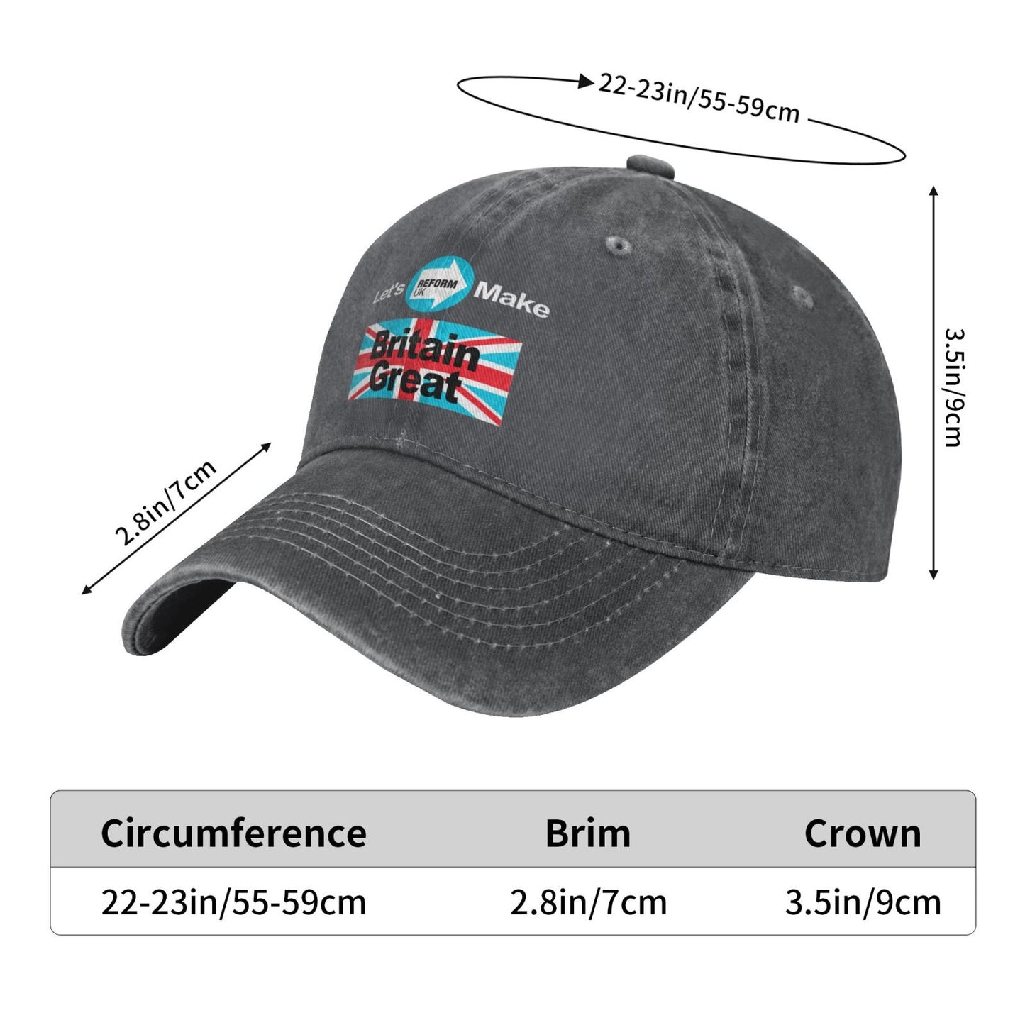 LETS MAKE BRITAIN GREAT-REFORM UK STICKER Printed unisex baseball cap adjustable cap outdoor sun hats trucker hat