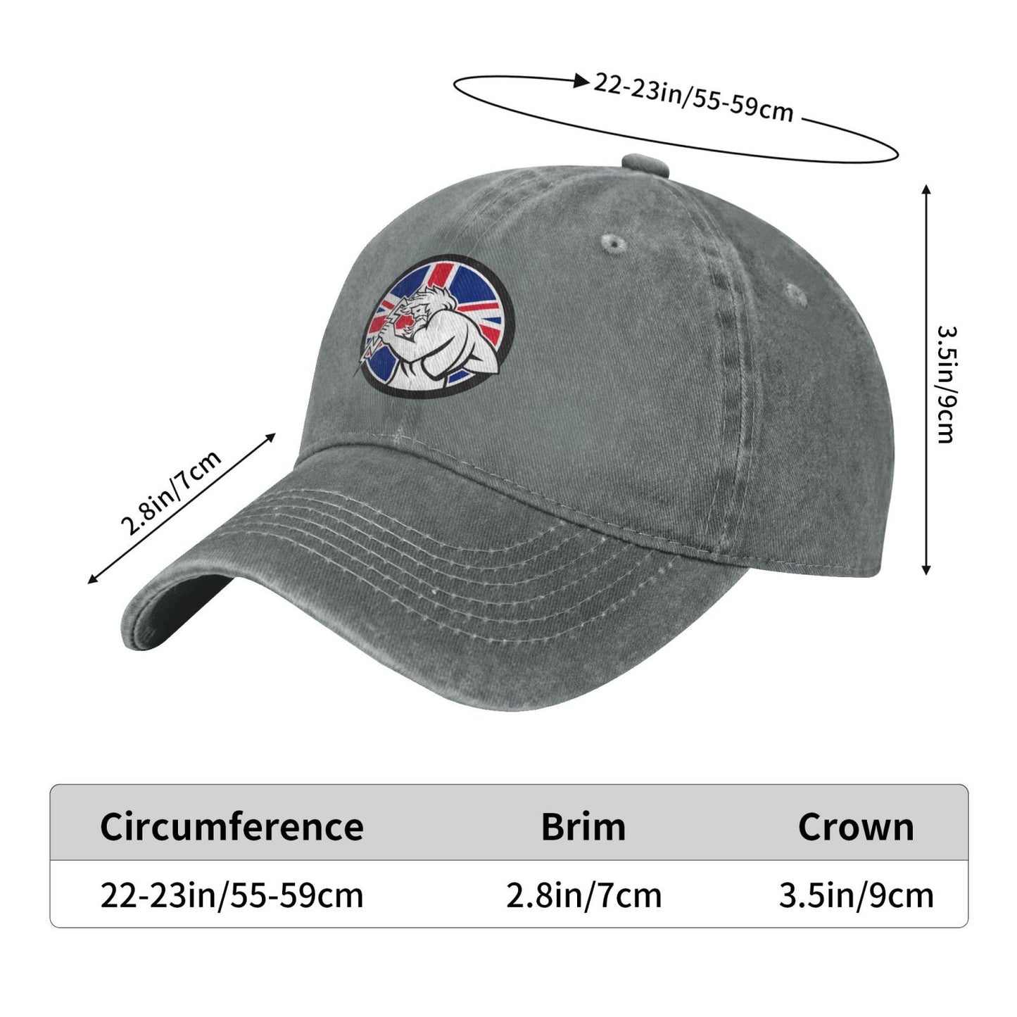 Zeus With Thunderbolt Union Jack Flag Printed unisex baseball cap adjustable cap outdoor sun hats trucker hat