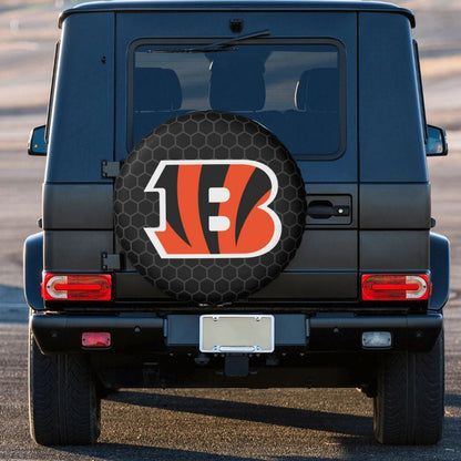 Cincinnati Bengals Grid printed car tire cover dustproof and waterproof tire cover