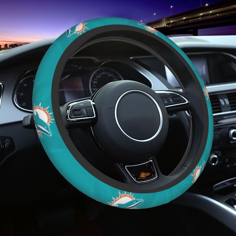 Miami Dolphins 2 Printed breathable elastic steering wheel anti slip cover