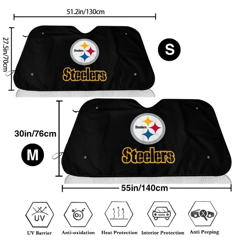 Pittsburgh Steelers 2 Printed multi size front windshield sunshade car windshield sunshade