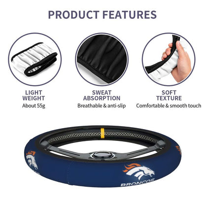 Denver Broncos Printed breathable anti slip cover elastic steering wheel cover