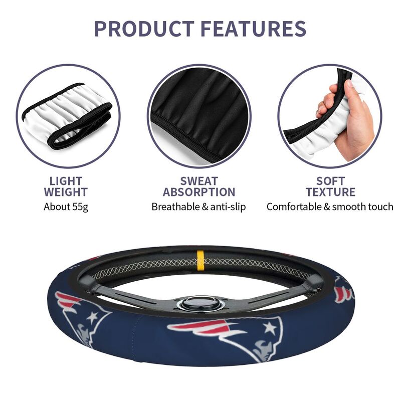 New England Patriots Printed breathable elastic steering wheel anti slip cover