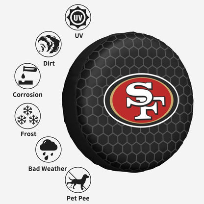 San Francisco 49ers Grid printed car tire cover dustproof and waterproof tire cover
