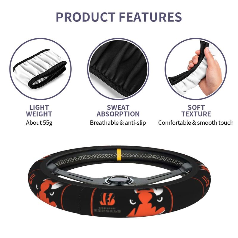 Cincinnati Bengals Printed elastic steering wheel cover car steering wheel protective cover
