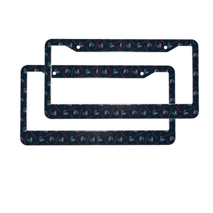 Houston Texans Print front rear license plate holder circular hole license plate holder (one pair)