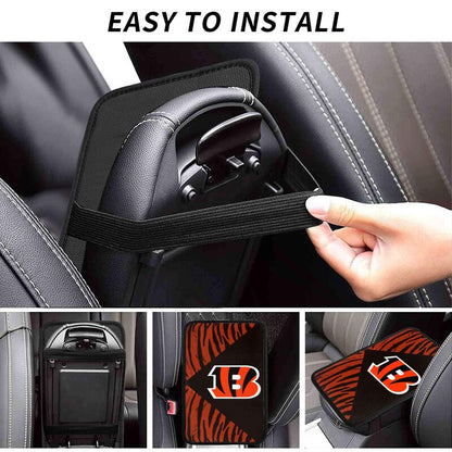 Car armrest box pad Cincinnati Bengals7 Printed central armrest box pad anti slip pad