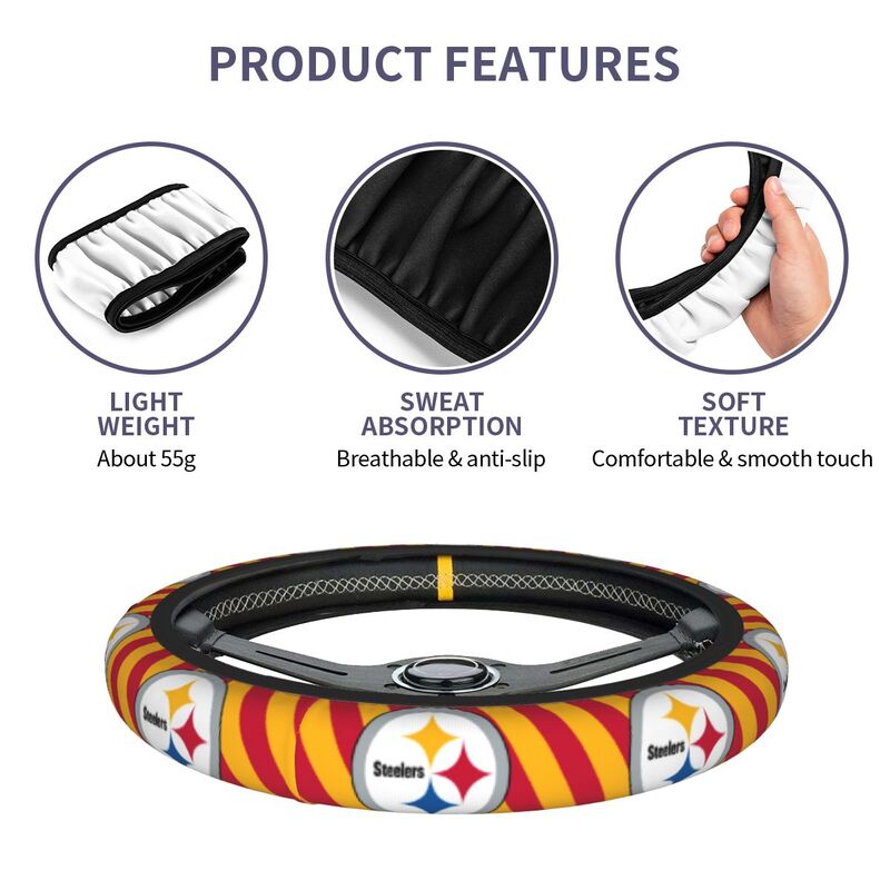 Pittsburgh Steelers 6 Printed breathable elastic steering wheel anti slip cover