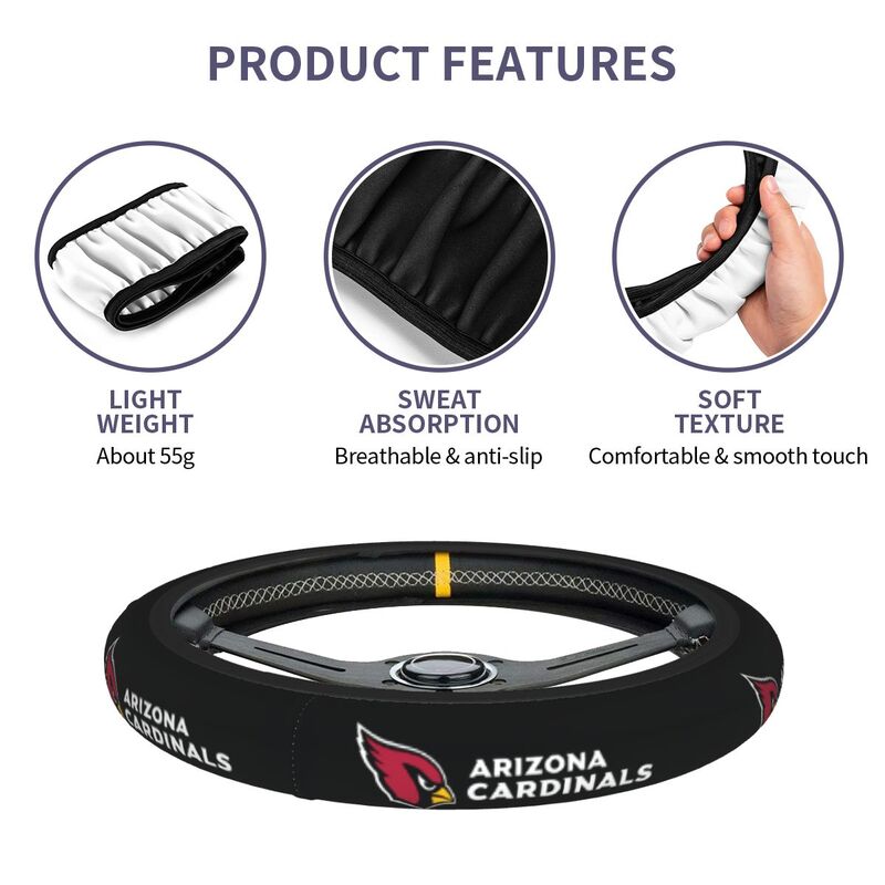 Arizona Cardinals Printed breathable elastic steering wheel cover