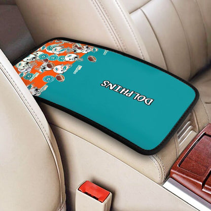 Miami Dolphins print Car center console armrest pad car armrest protective cover