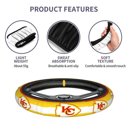 Kansas City Chiefs 2 Printed breathable elastic steering wheel anti slip cover
