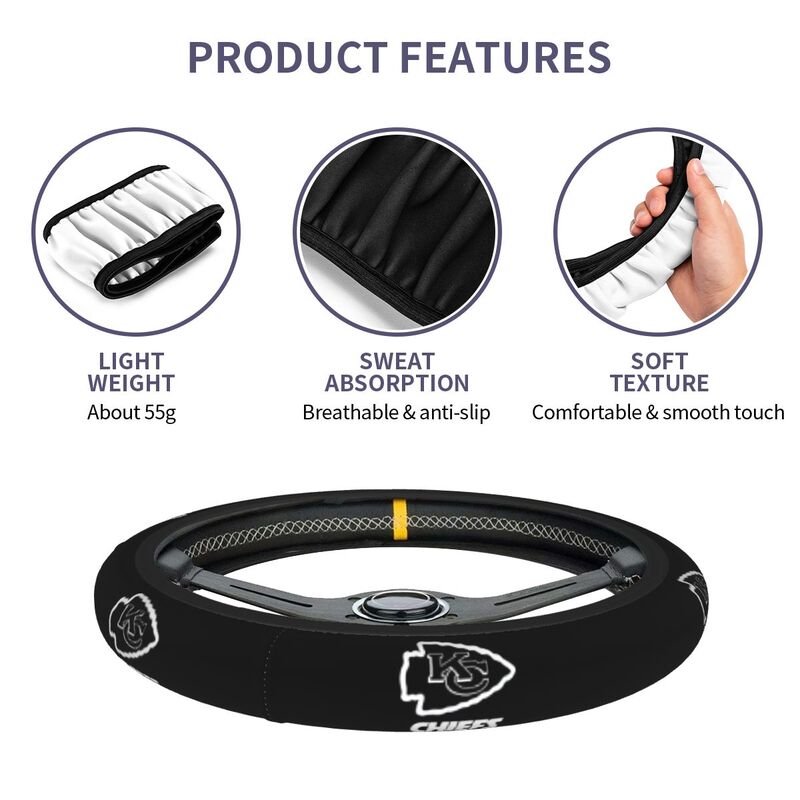 Kansas City Chiefs Printed car protective cover elastic steering wheel cover