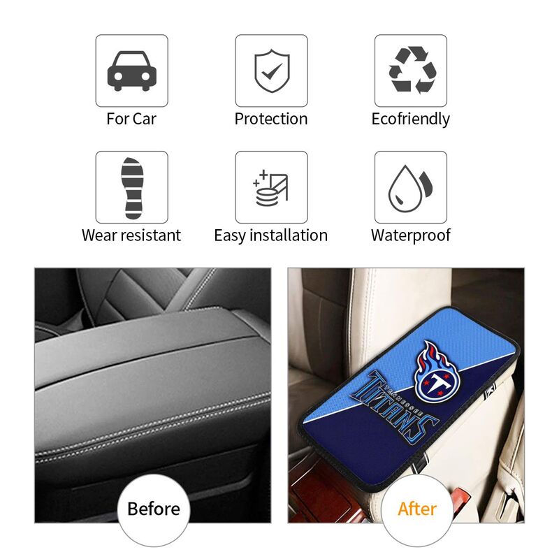 Car armrest box pad Tennessee Titans Printed central armrest box pad anti slip pad