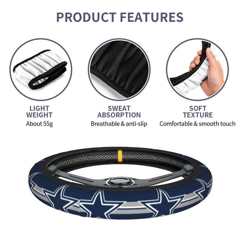 Dallas Cowboys 2 Printed elastic steering wheel cover breathable protective cover
