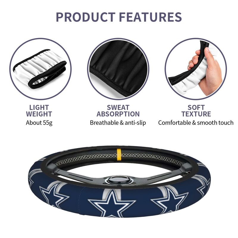 Dallas Cowboys 2 Printed elastic steering wheel cover car steering wheel protective cover