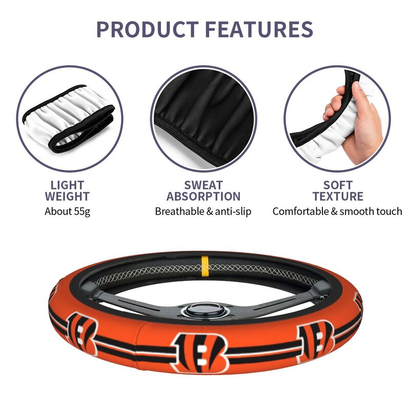 Cincinnati Bengals 4 Printed breathable elastic steering wheel anti slip cover