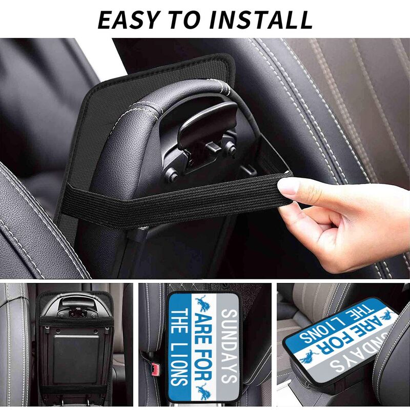 Detroit Lions Personalized printed car armrest cover Car handrail box cushion