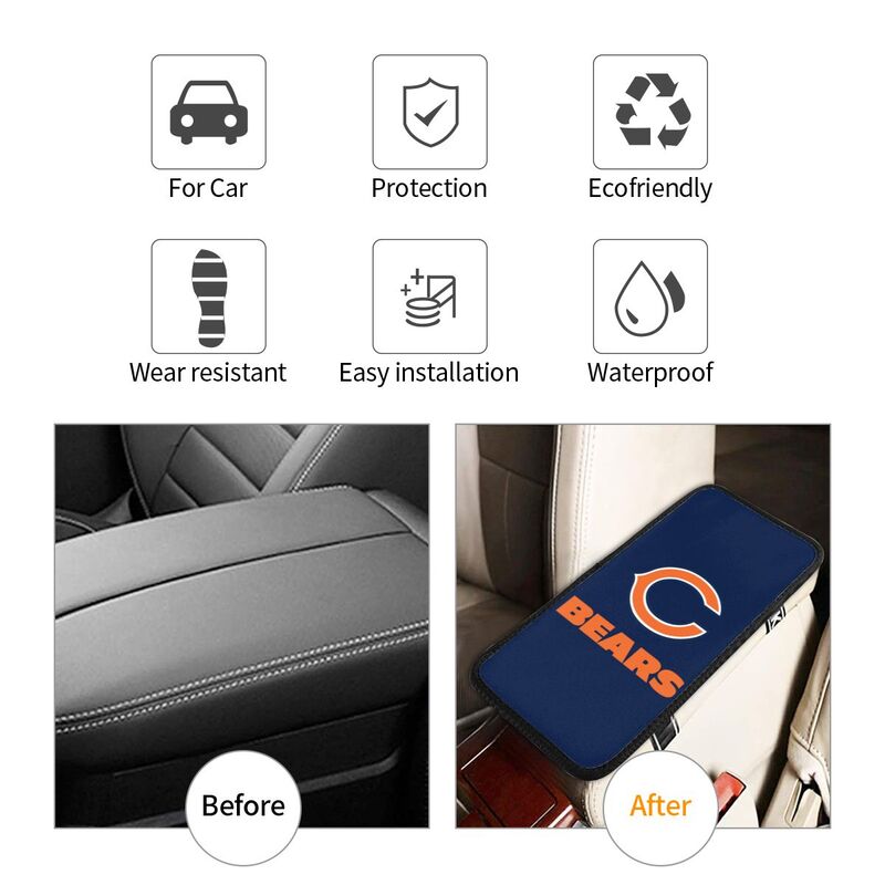 Car armrest box pad Chicago Bears 5 Printed central armrest box cushion protective pad