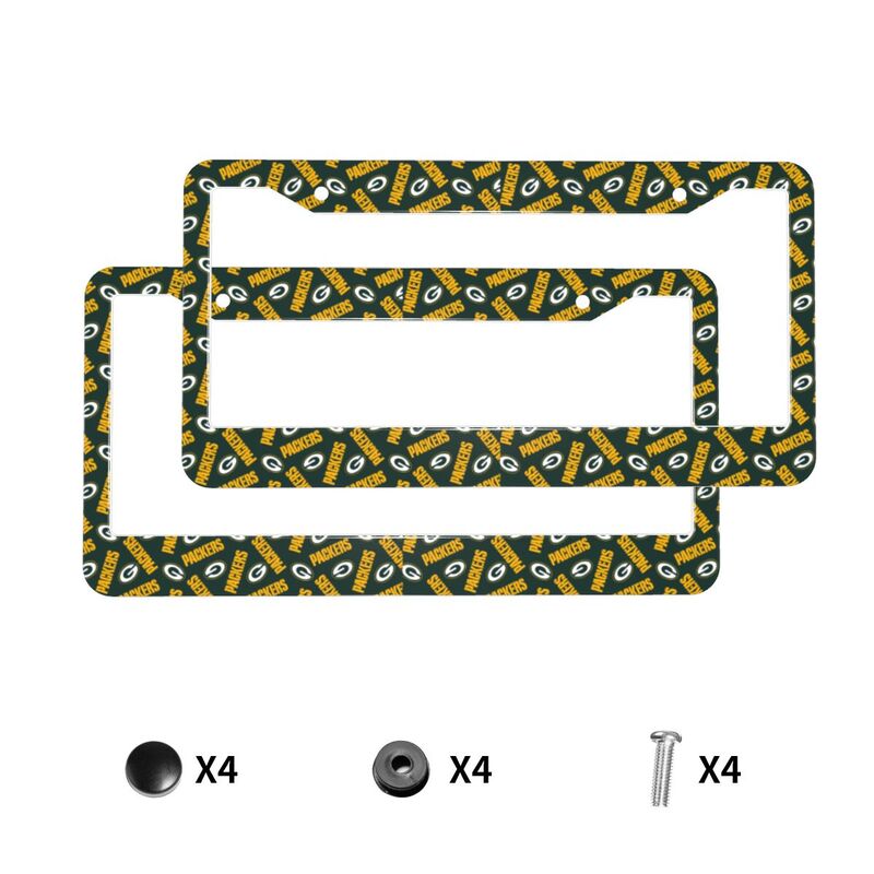 Green Bay Packers Print front rear license plate holder circular hole license plate holder (one pair)