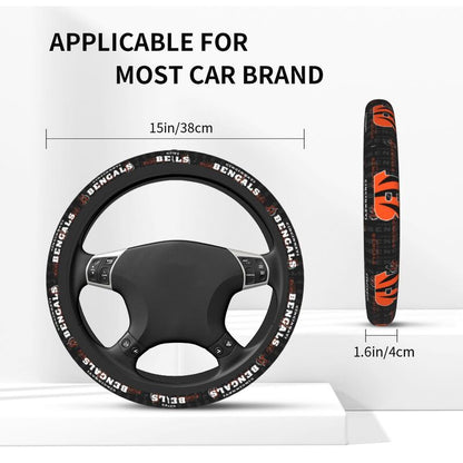 Cincinnati Bengals 3 Printed breathable elastic steering wheel anti slip cover