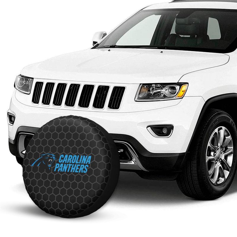 Carolina Panthers Grid printed car tire cover dustproof and waterproof tire cover