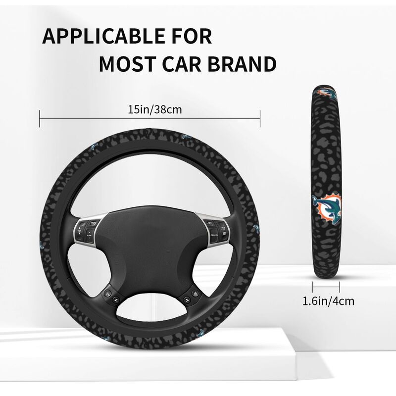 Miami Dolphins 2 Printed elastic steering wheel cover car steering wheel protective cover