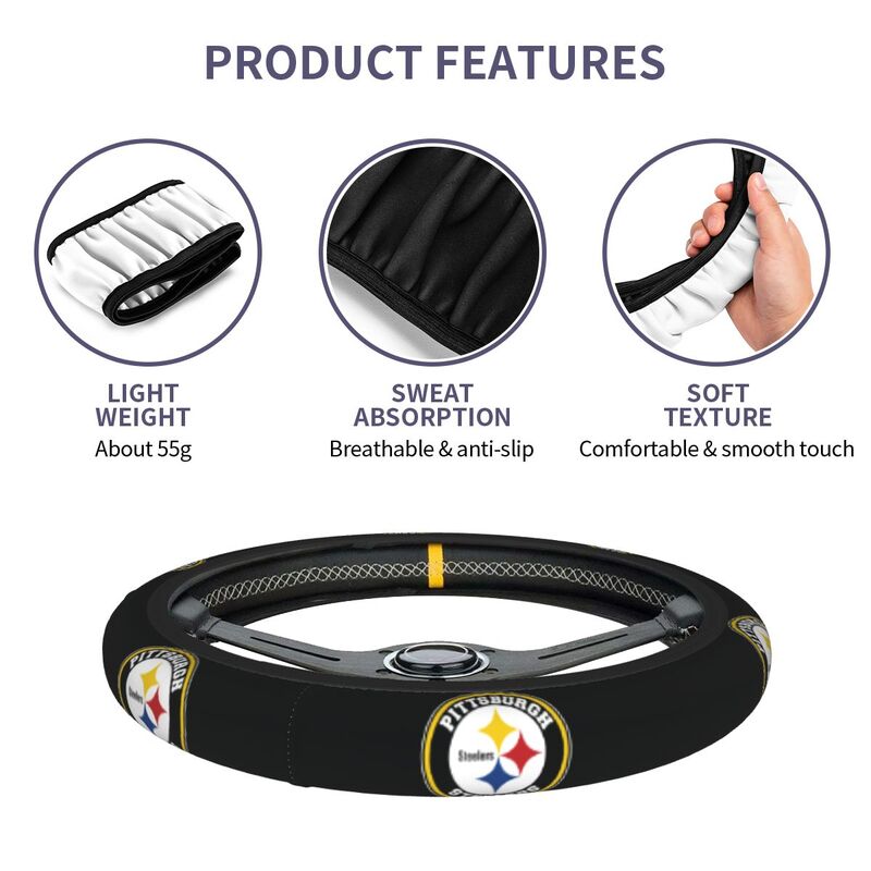 Pittsburgh Steelers Printed car anti-skid cover elastic steering wheel cover
