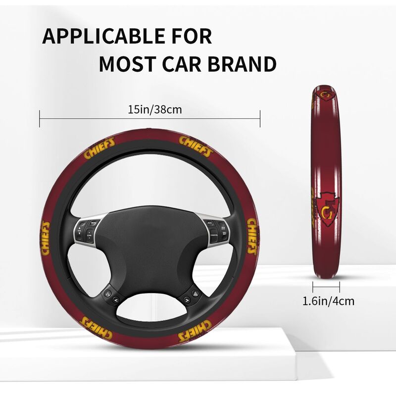 Kansas City Chiefs Printed elastic steering wheel cover anti slip breathable