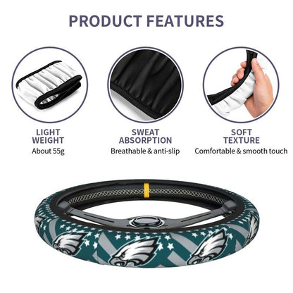 Philadelphia Eagles 1 Printed breathable elastic steering wheel anti slip cover
