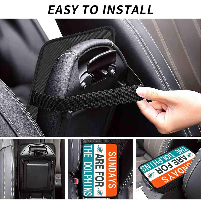 Miami Dolphins Personalized printed car armrest cover Car handrail box cushion