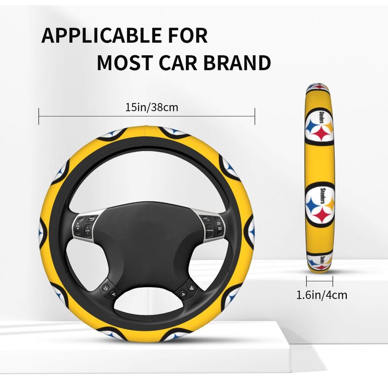 Pittsburgh Steelers 1 Printed breathable elastic steering wheel anti slip cover