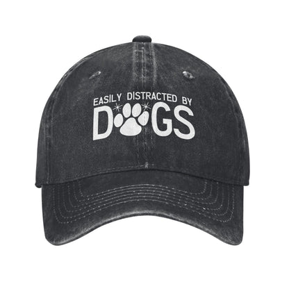 EASILY DISTRACTED BY DOGS Printed unisex baseball cap adjustable cap outdoor sun hats trucker hat