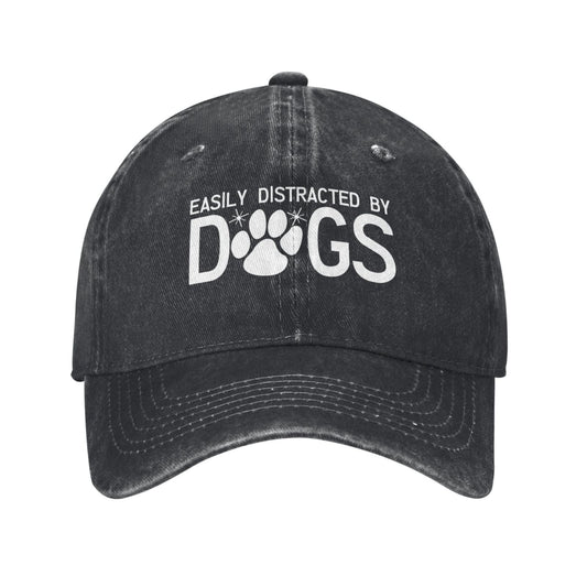 EASILY DISTRACTED BY DOGS Printed unisex baseball cap adjustable cap outdoor sun hats trucker hat