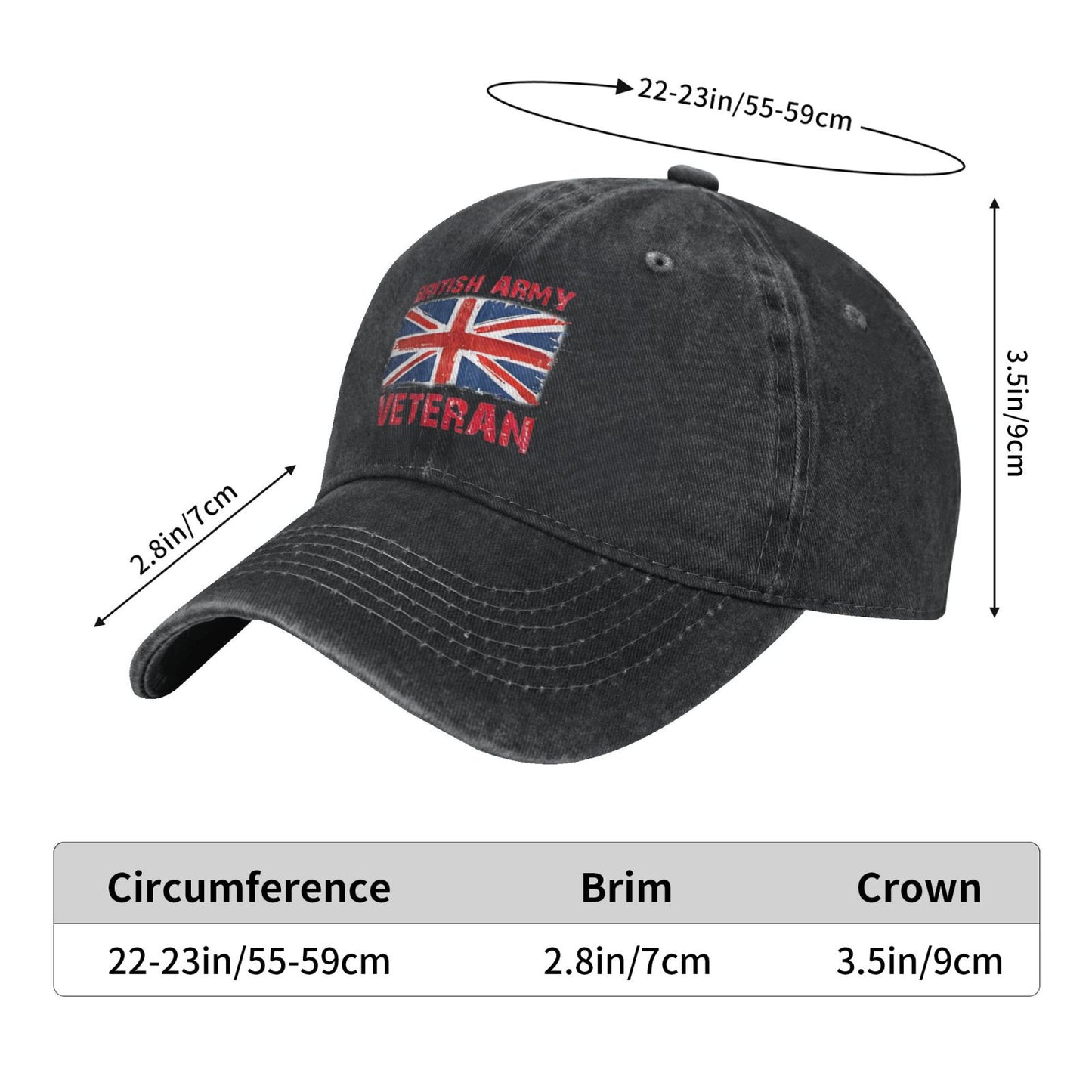 British Army VETERAN Flag Printed unisex baseball cap adjustable cap outdoor trucker hat veterans Gifts