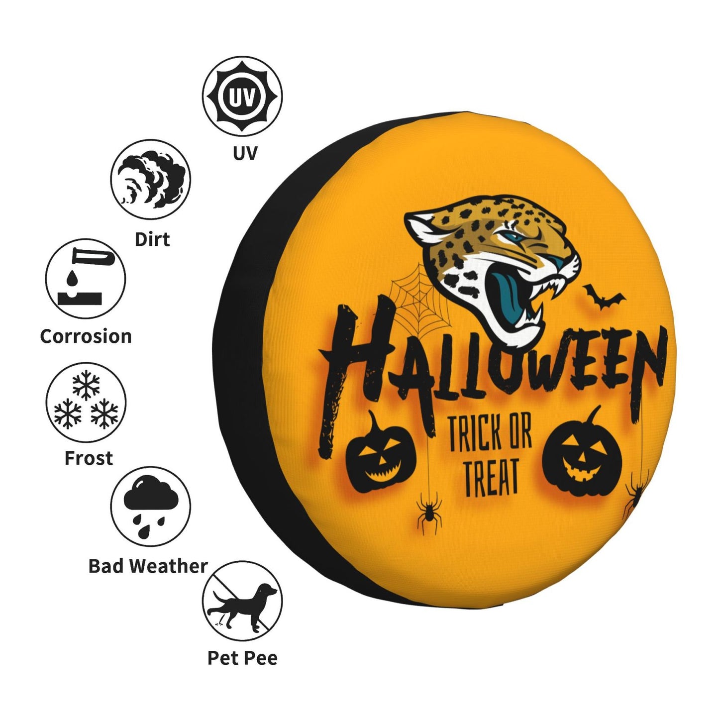 Jacksonville Jaguars print wheel dust cover Halloween pumpkin lantern printed car tire cover