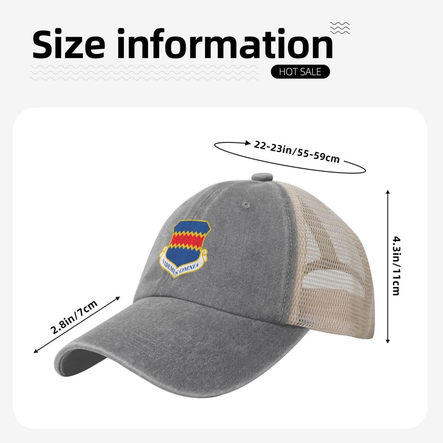 55th Wing Printed unisex baseball cap adjustable grid baseball cap veteran gift