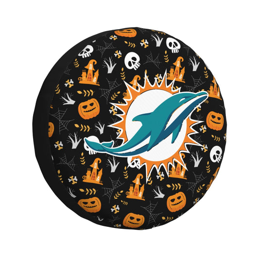 Miami Dolphins Print Pumpkin Castle Small Printed Car Tire Cover Tire Dust Cover