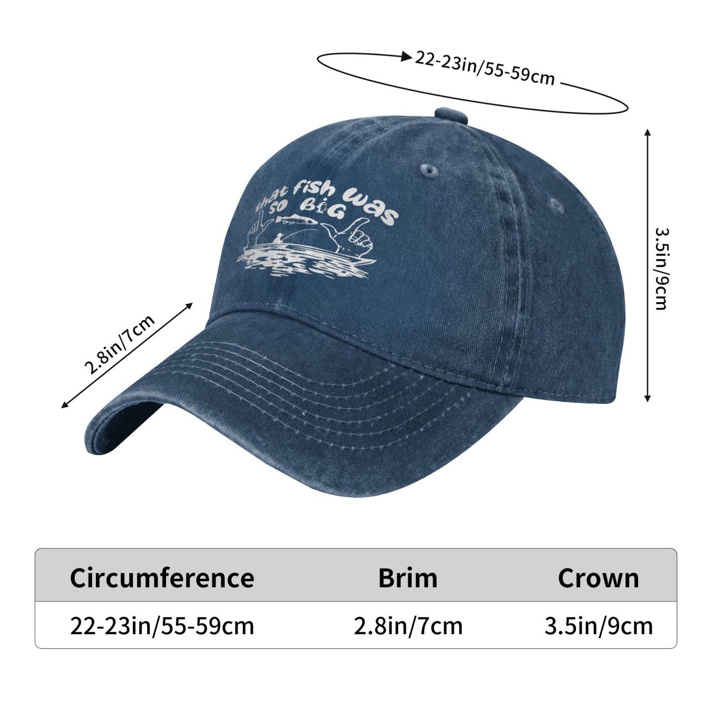 That Fish Was So Big Printed unisex baseball cap adjustable cap outdoor sun hats trucker hat