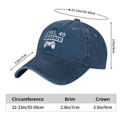 Level 40 Unlocked Games Console Printed unisex baseball cap adjustable cap outdoor hats trucker gift hat