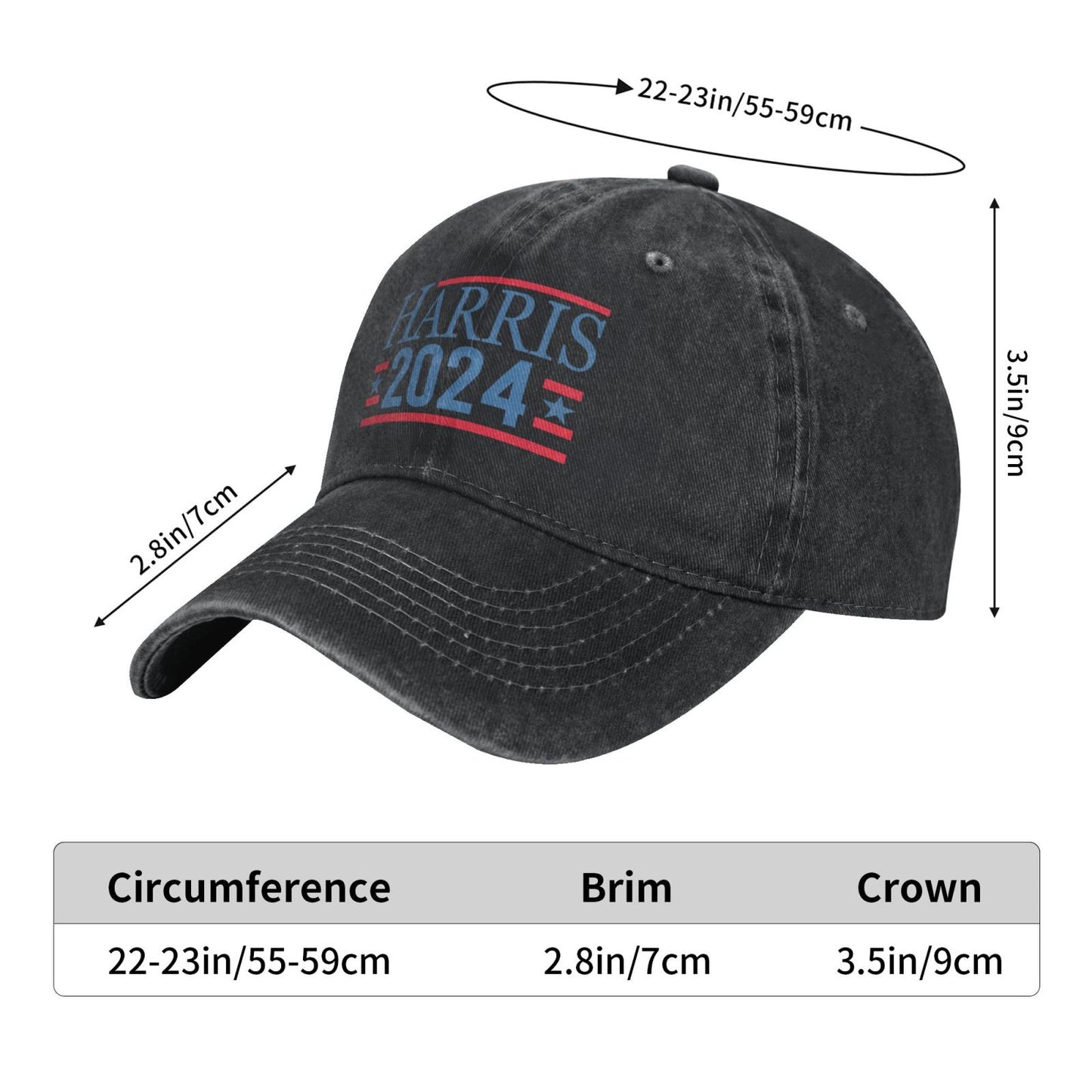 Harris 2024 Printed unisex baseball cap adjustable cap outdoor sun hats trucker hat