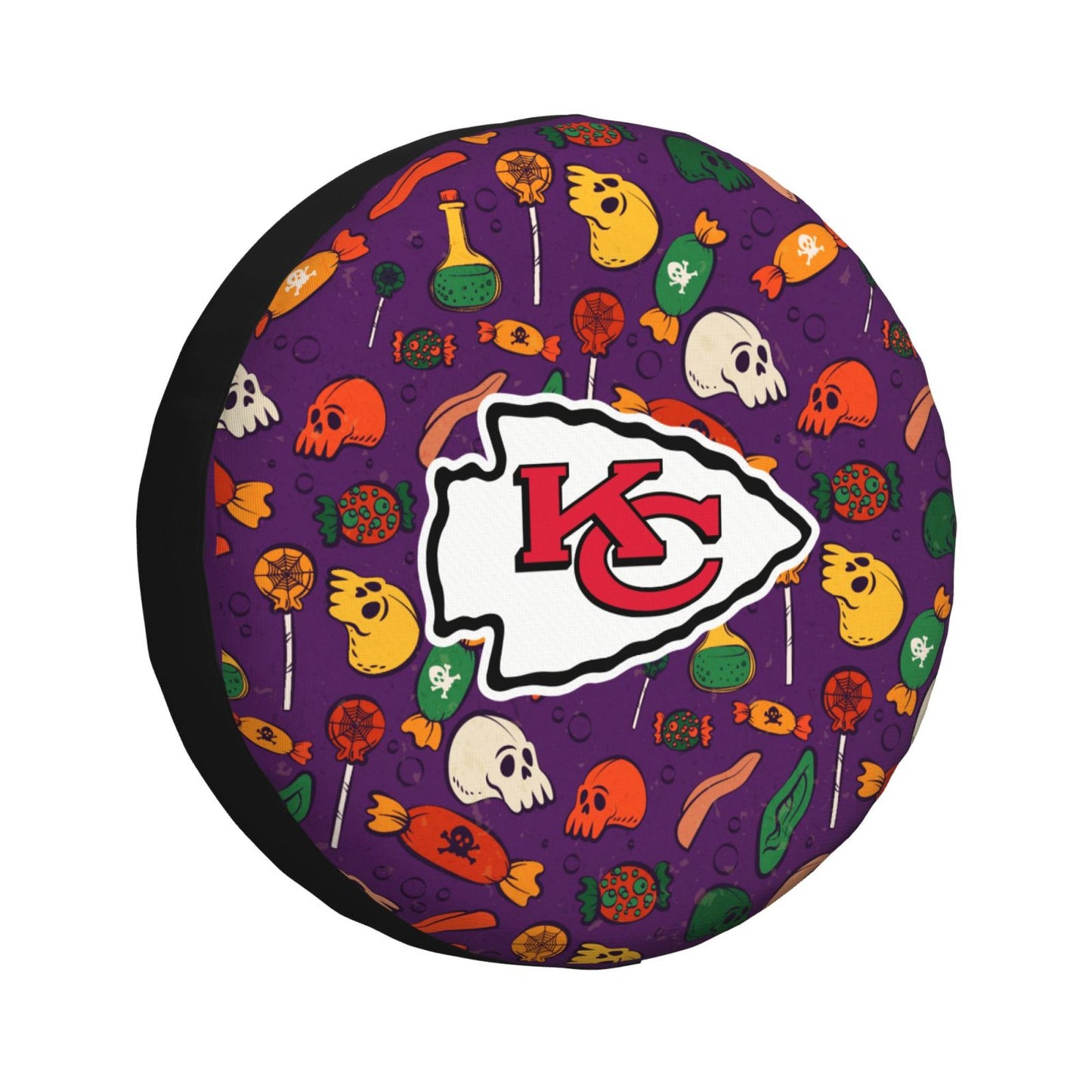Kansas City Chiefs print Halloween candy print car tire cover tire dust cover